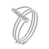 Elegant CZ Spiral Silver Ring NSR-2819